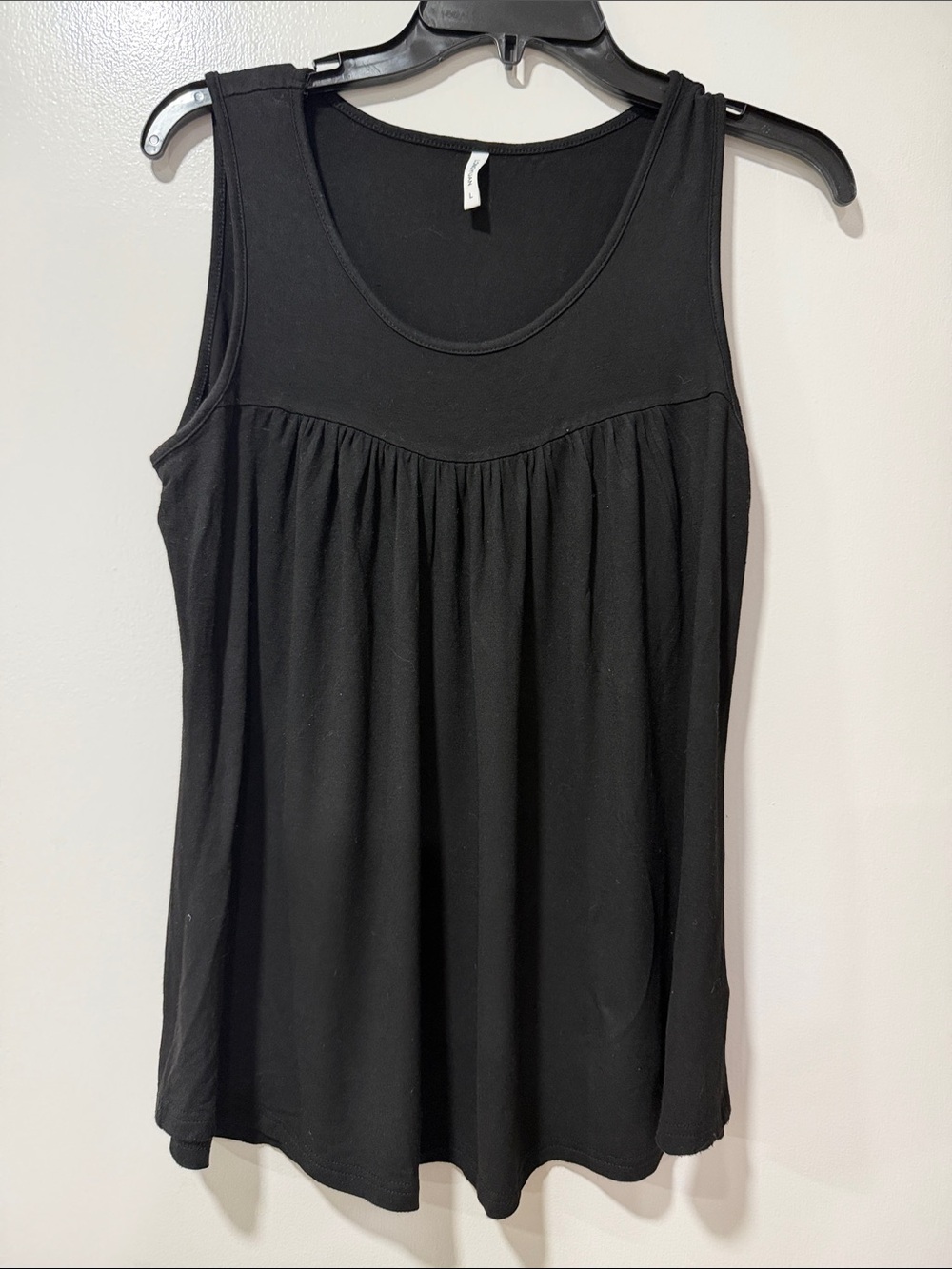 Classic Black Gathered Yoke Tank Top - Women